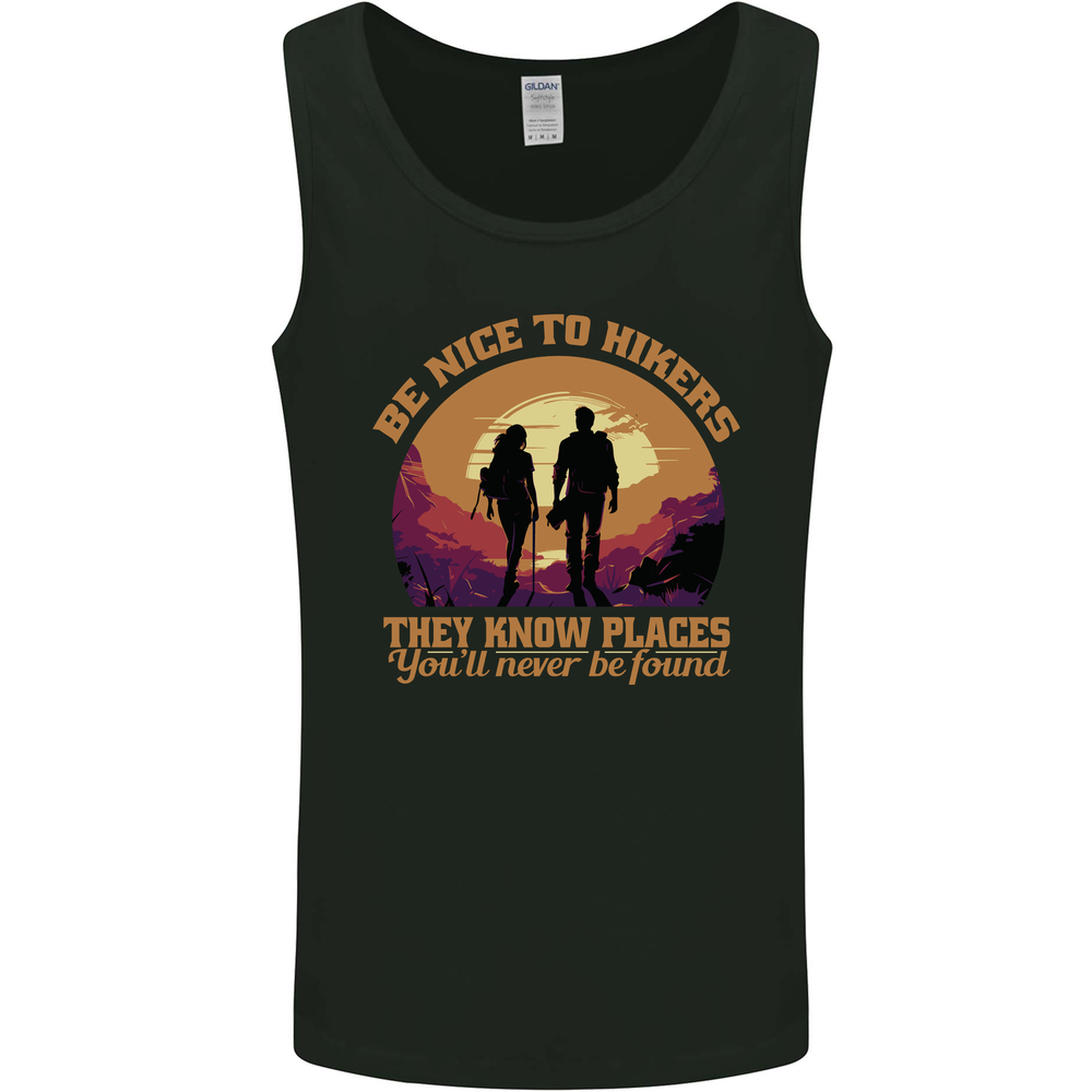 Be Nice to Hikers Funny Hiking Mountains Mens Vest Tank Top