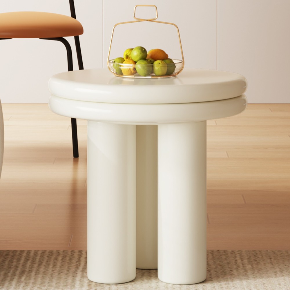 Round Side Table Modern End Table with Dual-Layered Table Tops Small Sofa Side