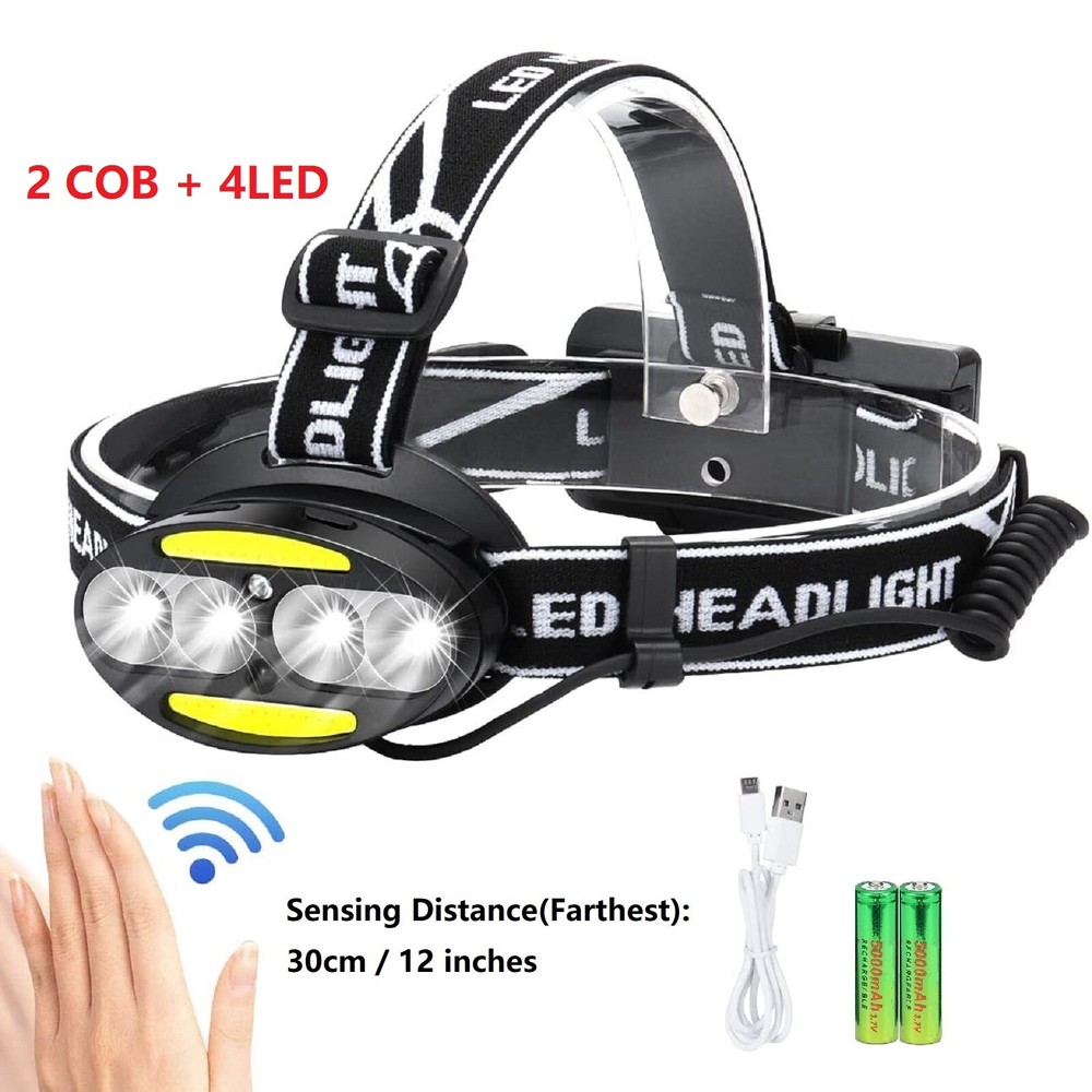 Super Bright COB LED Motion Sensor Headlamp USB Rechargeable Headlight Work Lamp