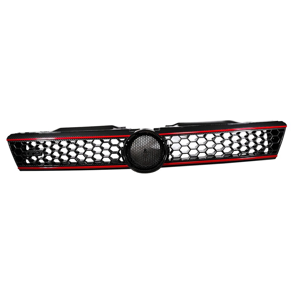 New Carbon Fiber Print W/ Red Trim Hex Mesh Front Grille For 2011-2014 VW Jetta