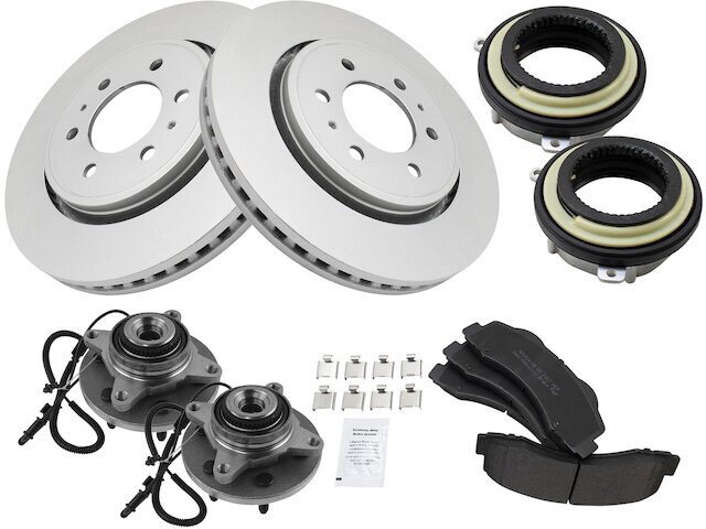 Front Brake Pad and Rotor and Wheel Hub Kit fits Expedition 2011-2014 4WD 69ZNYT