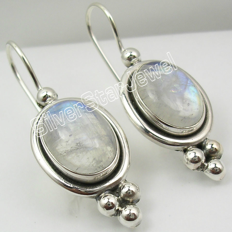 Flash Sale Now | 925 Silver Tibet Earrings RAINBOW MOONSTONE & Other Gems Choice-image