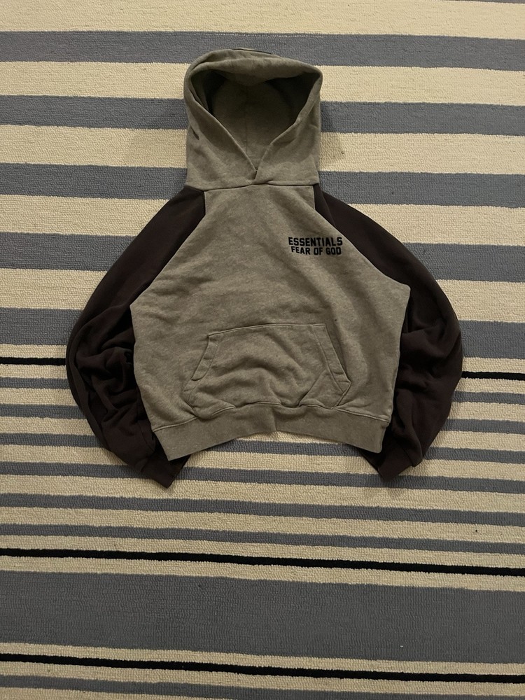 Fear of God Essentials Grey Hoodie Kids Size 12 Small Pocket Rip