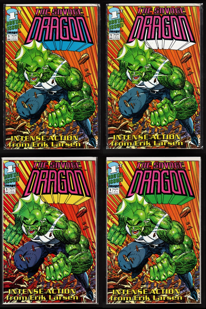 The Savage Dragon #1 (9.6/9.8 NM+/MT) 1992 Image 4 Color Variants/Erik Larsen