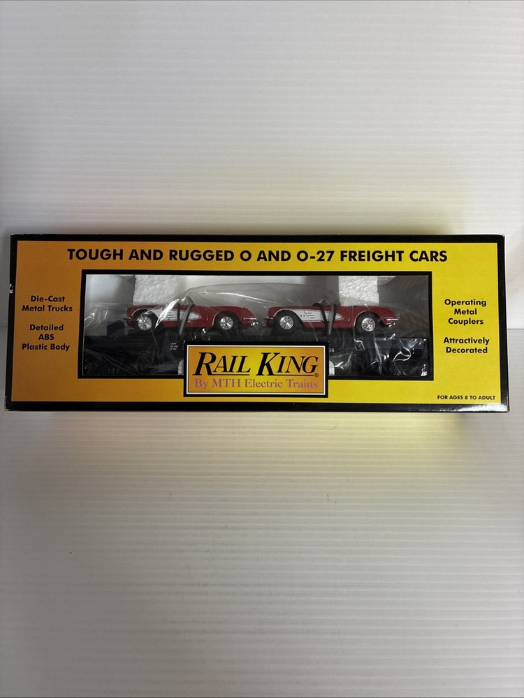 MTH Auto Transport Flat Car with Ertl 1964 Corvettes 30-7624 New