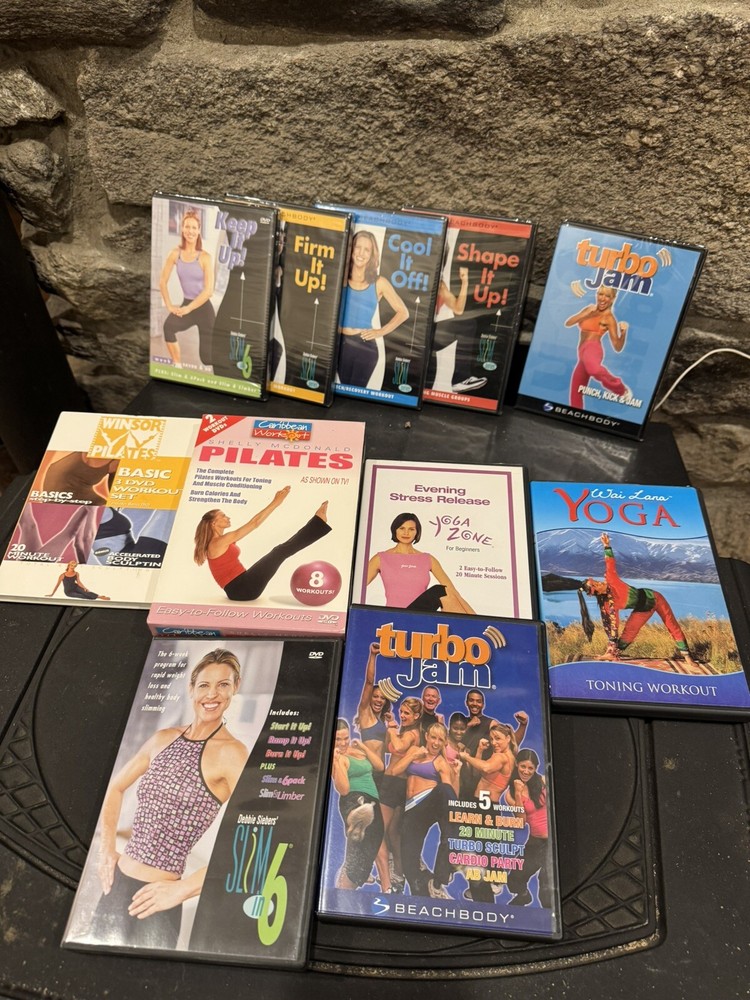 New Years Workout Resolution DVDs-12 Total, 5 New Never Opened and 7 Barely Used-image