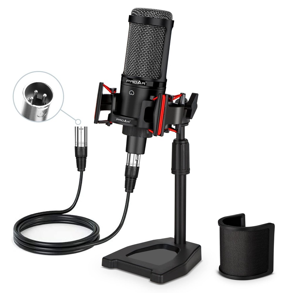 XLR Podcast Microphone - Professional Cardioid Condenser Mic for Streaming