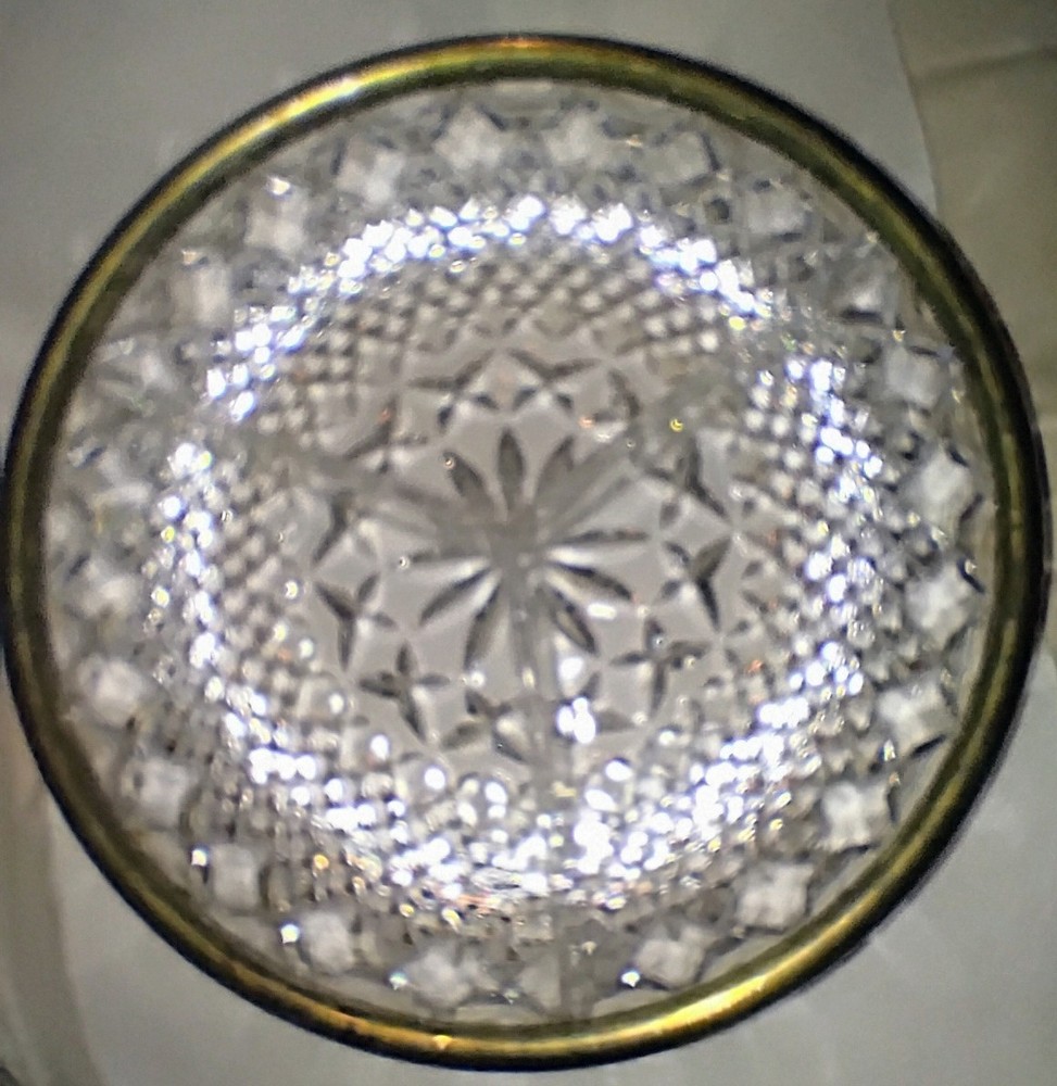 Vintage Round Crystal Glass Serving Bowl with Silver Plated Rim