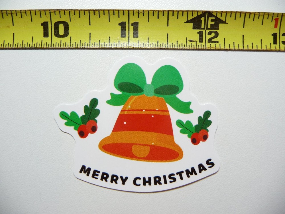 Festive Christmas Bell Holly Sticker Decal for Winter Holidays