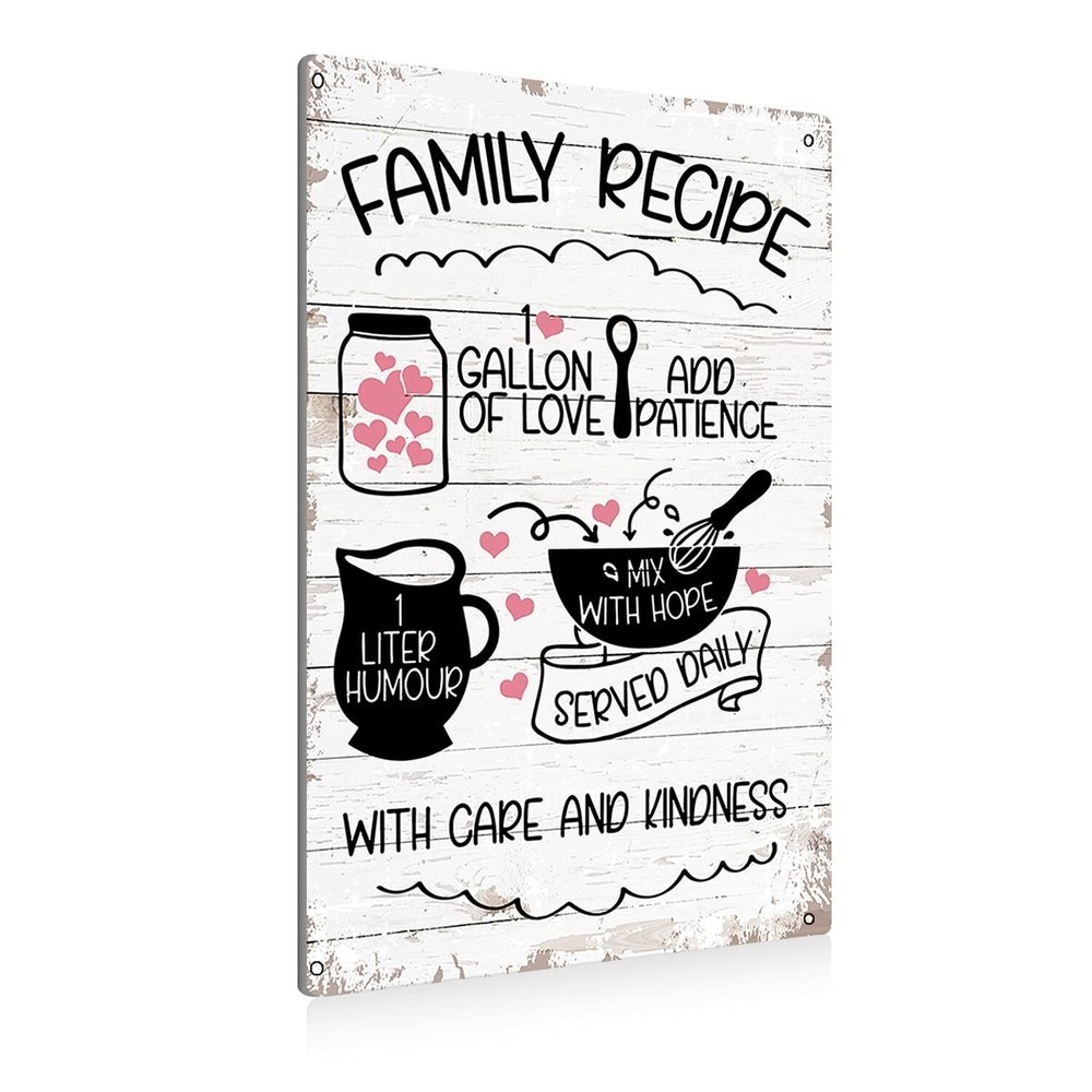 Funny Kitchen Family Recipe Metal Tin Sign Wall Art Decor Kitchen Sign Farmho...