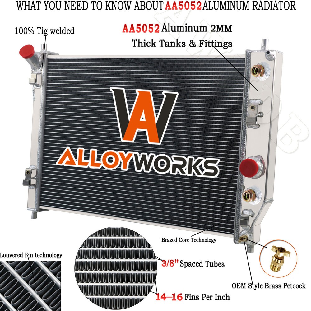 Aluminum 2 Row Radiator For 2003-2013 12 Chevy Corvette C6 SSR 9-7X 6.0L 6.2L V8