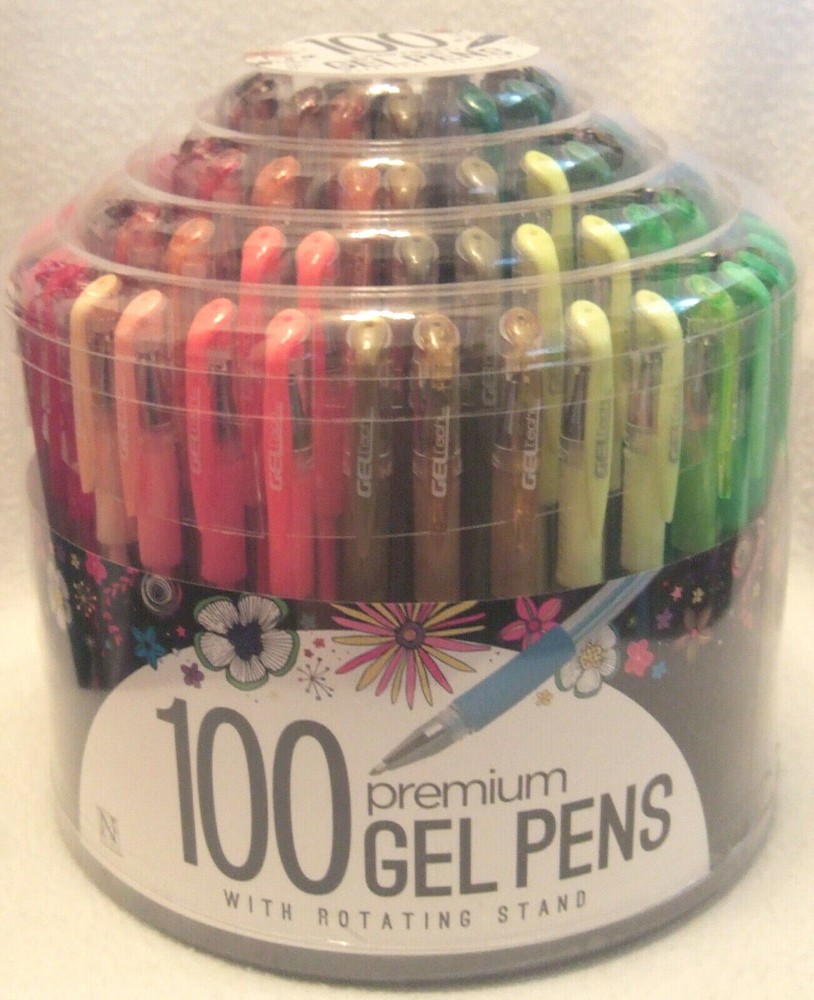 New 100 Gelwriter Pens Gel Writer Storage Rack Set Glitter Neon Metallic Pastel