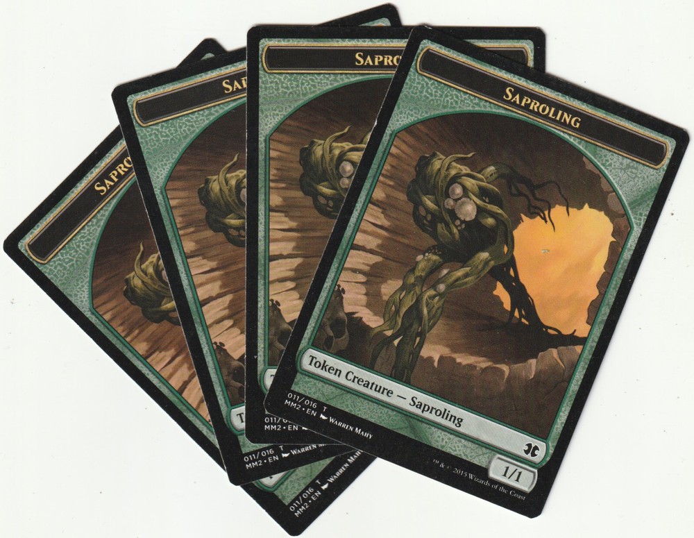 4 MTG Saproling Green Creature Token Playset – Magic the Gathering