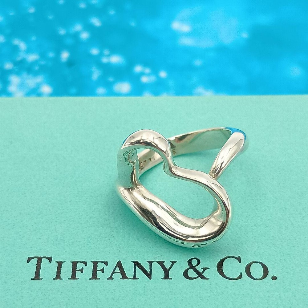 Tiffany & Co Open Heart Sterling Silver Ring Size 9 Fine Jewelry