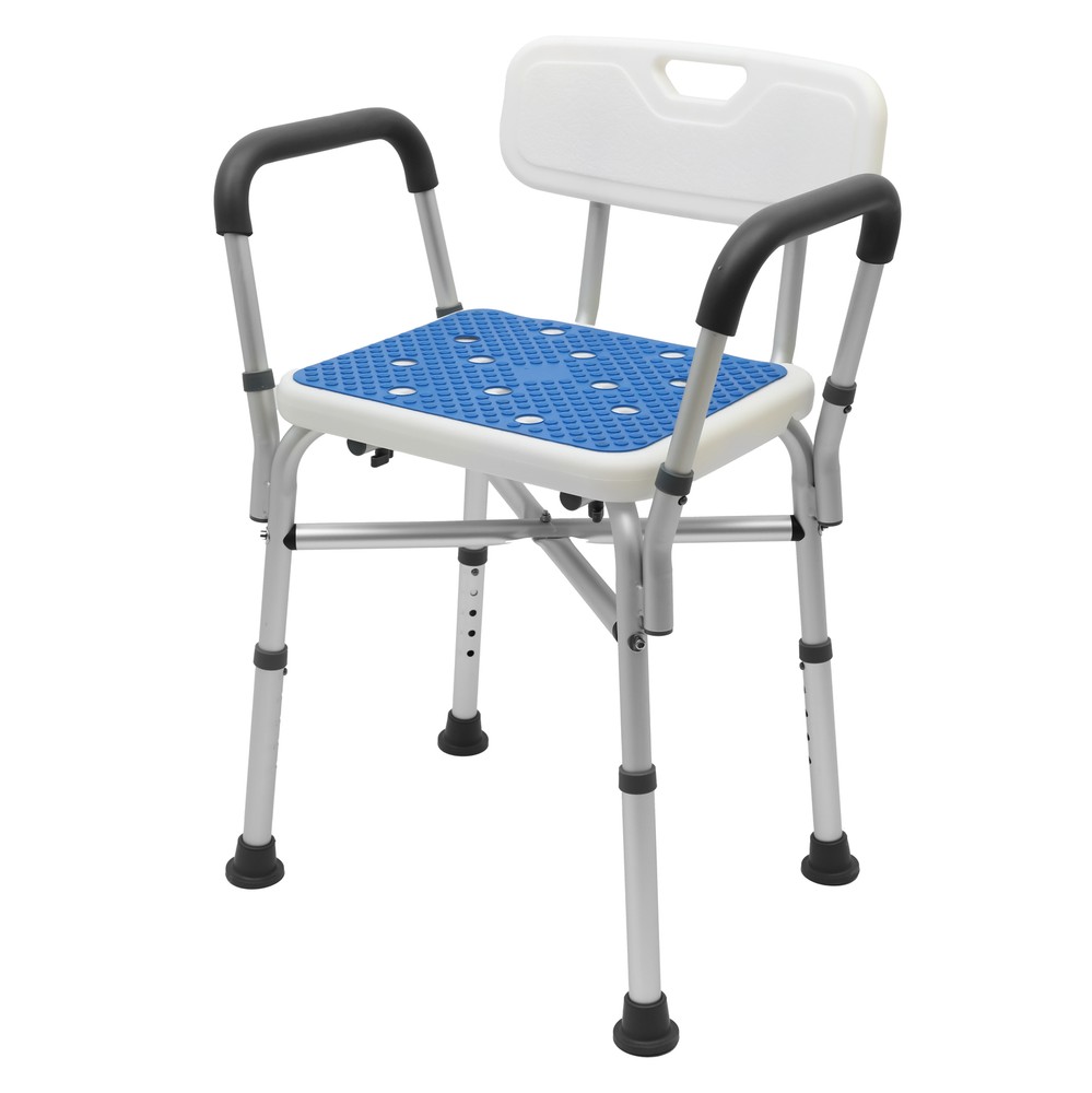 Shower Chair Bath Bench Stool Arms Back for Inside Tub Padded Adjustable Height