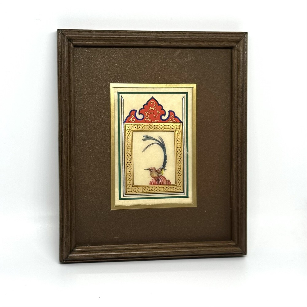 Exquisite Ultra-Fine Bird Portrait on Silk Paper with Magnifying Glass