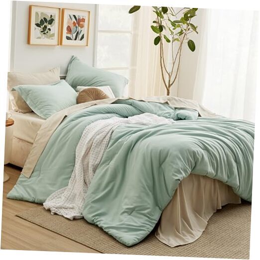 Size Comforter Set Sage Green, 7 Pieces Soft Bedding Sets Full 01 - Sage Green