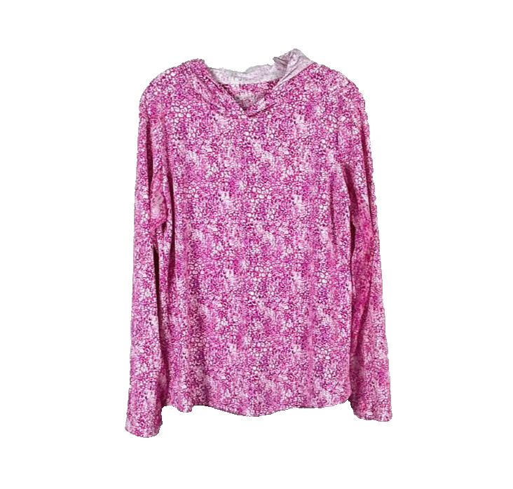 Ibkul Golf Top XL HOODIE Pink Print Long Sleeve Sun Shirt Vented Thumb Hole Cool