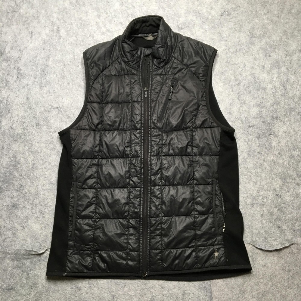 Smartwool Vest Mens XL Black PhD Merino Wool Insulated Hybrid Zip Pockets Trail