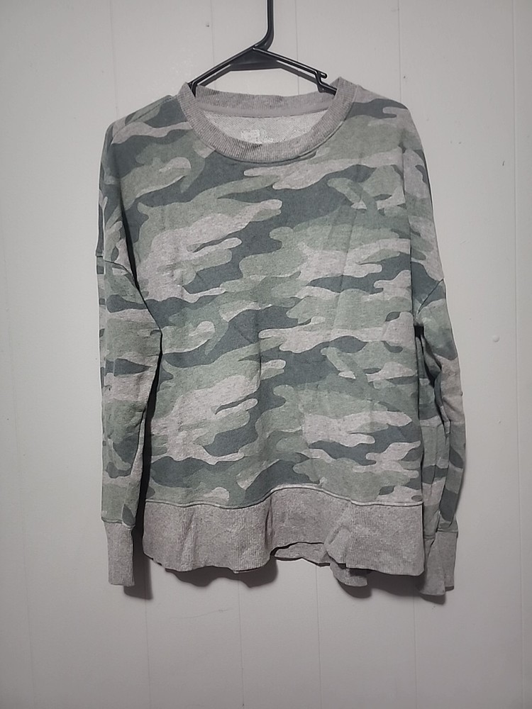 Time and Tru Womens Large Camo Green Fleece Sweatshirt