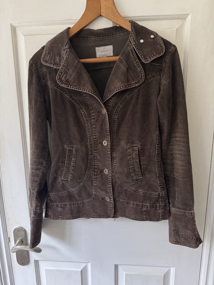 Used Woman M&S Per Una UK 8 EU 36 Brown Corduroy Jacket Buttoned Front Pockets