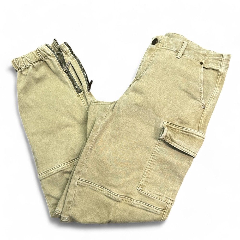 Micahel Kors MK Cargo Pants Womens Size 4 Tan Beige Mid Rise Stretch Zip Ankles