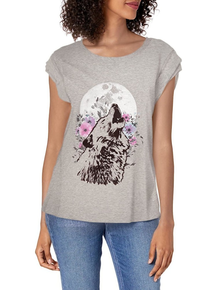 Frayed Jeans Women’s Gray Textured Graphic Cap Sleeve Tee XS