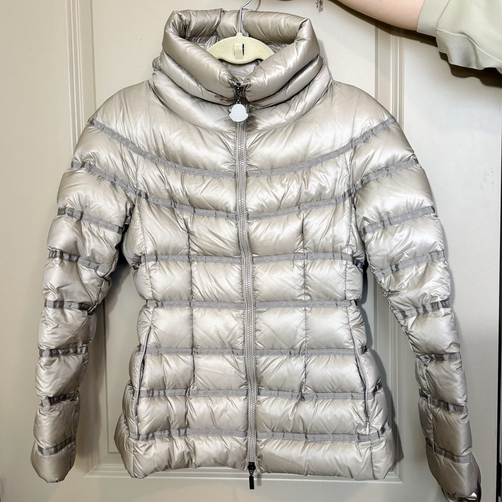 Moncler Gaudin Silver Quilted Puffer Down Jacket Size 1/S MSRP$1200