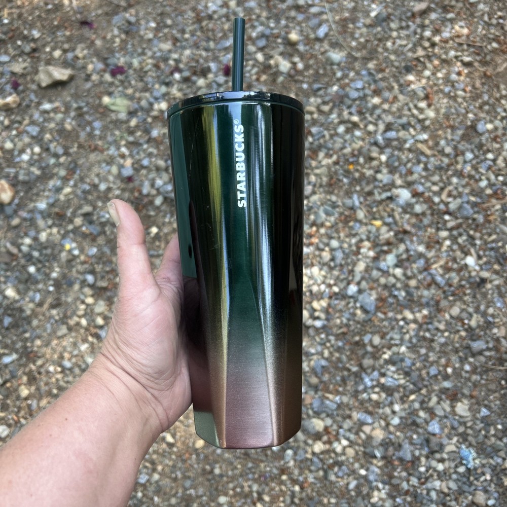 Starbucks 24oz Stainless Steel Cup. Dark Green & Copper