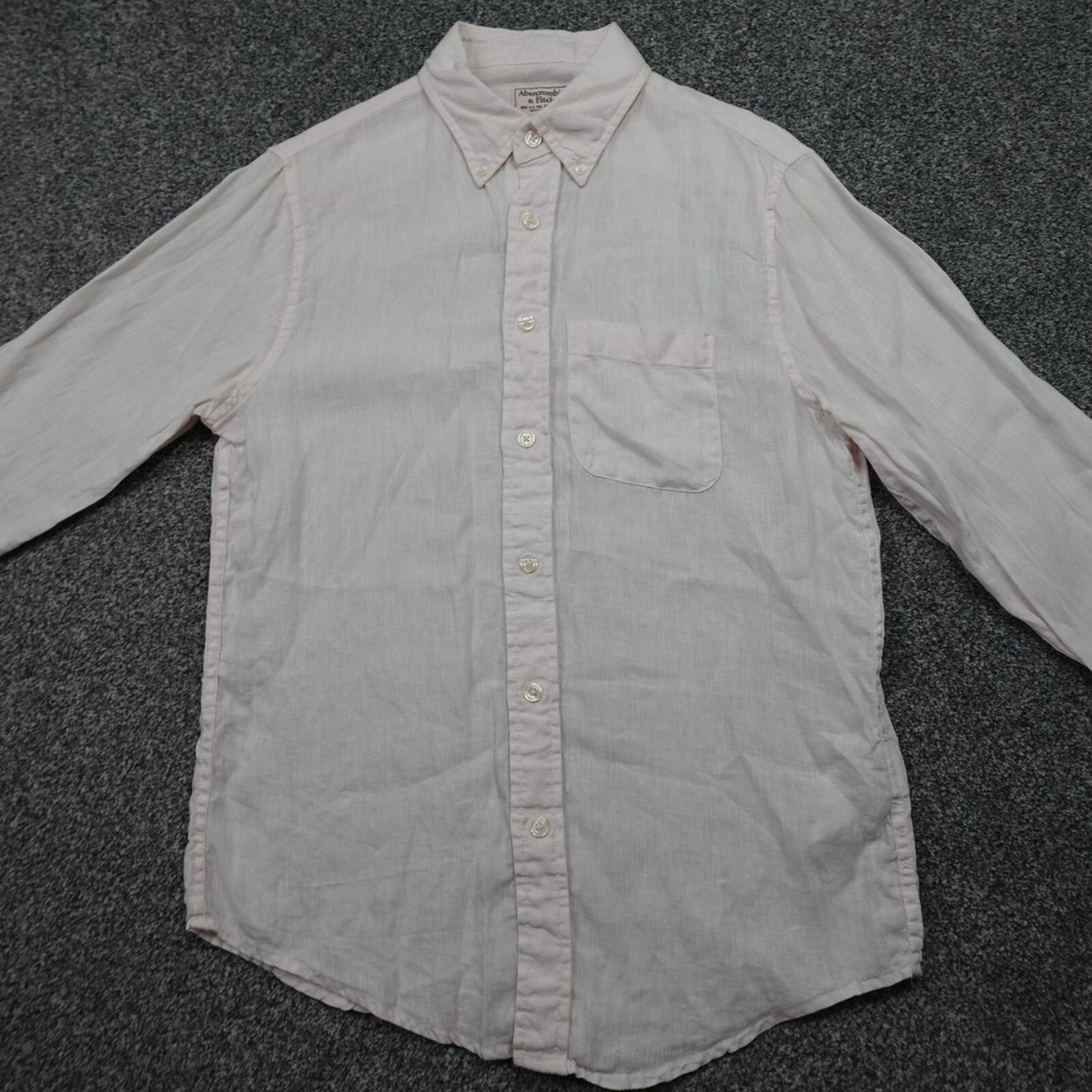 Abercrombie & Fitch Linen Shirt Pink Mens Size Small Button Down Summer