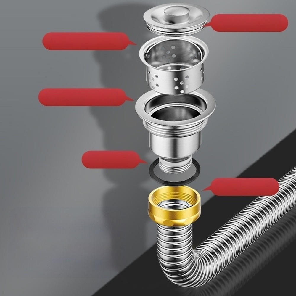 Anti Smell Stainless Steel Drain Pipe for Kitchen Sink 304 Upgrade 40cm