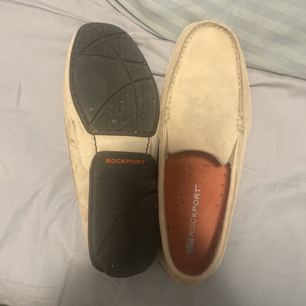 Rockport Men’s Leather Slip-On Loafers Beige Tan Casual Comfort Shoes 10.5M