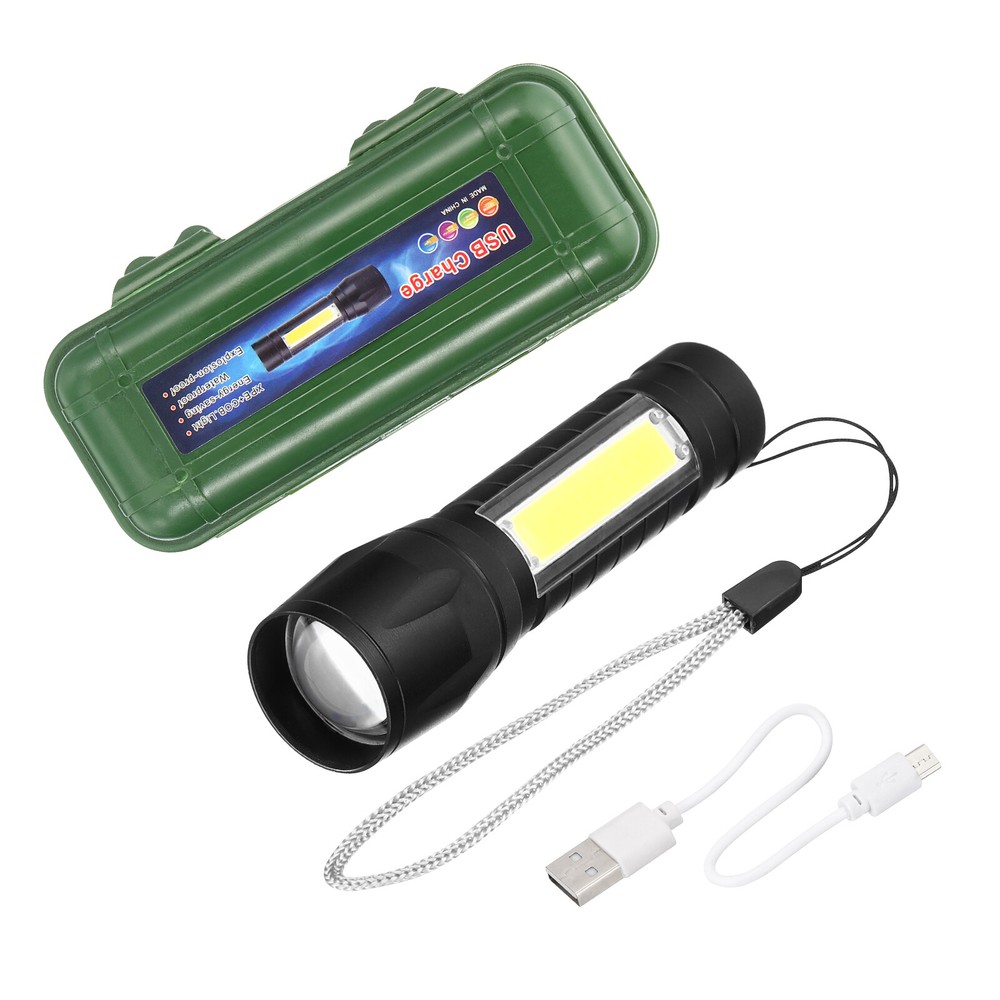 Scalable 3-Mode LED Flashlight USB Rechargeable Black  