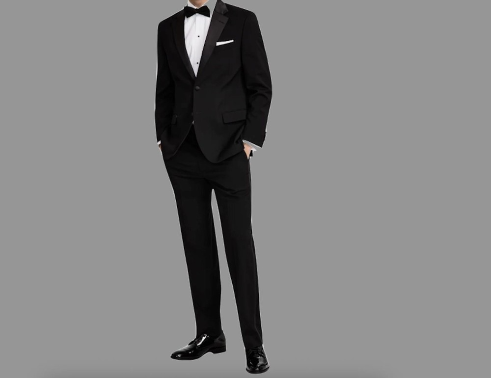 Nautica Mens Modern fit Black Stretch Tuxedo 2-PCS Suit 42 R   36 X 32 NAS5T00