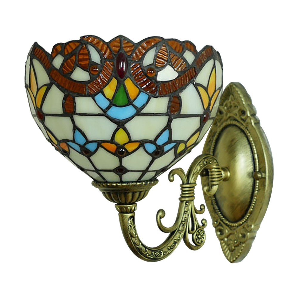 Vintage Tiffany Style Stained Glass Wall Sconce Light for Bathroom