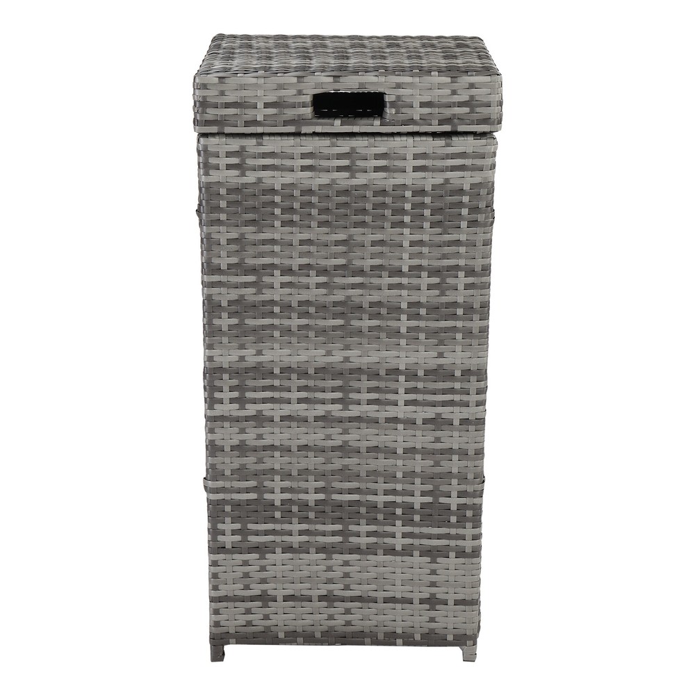 Gradient Rattan Trash Can with Top Cover and Iron Frame Stylish Waste Bin