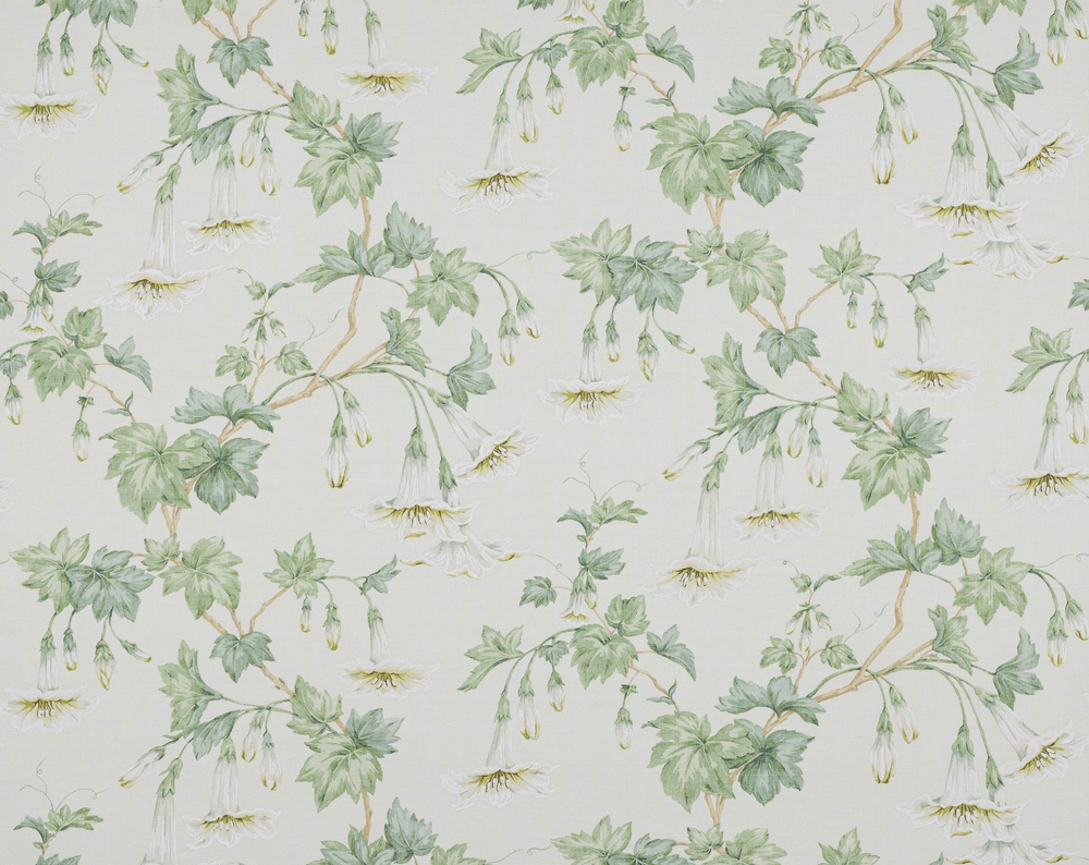 COLEFAX AND FOWLER CURTAIN FABRIC DESIGN Yvette 6 METRES CREAM/LEAF 100% LINEN