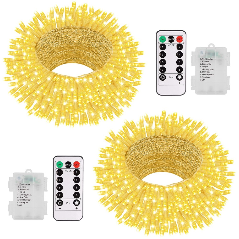 2 Pack 100 LED 33Ft Battery Operated Christmas Fairy String Lights