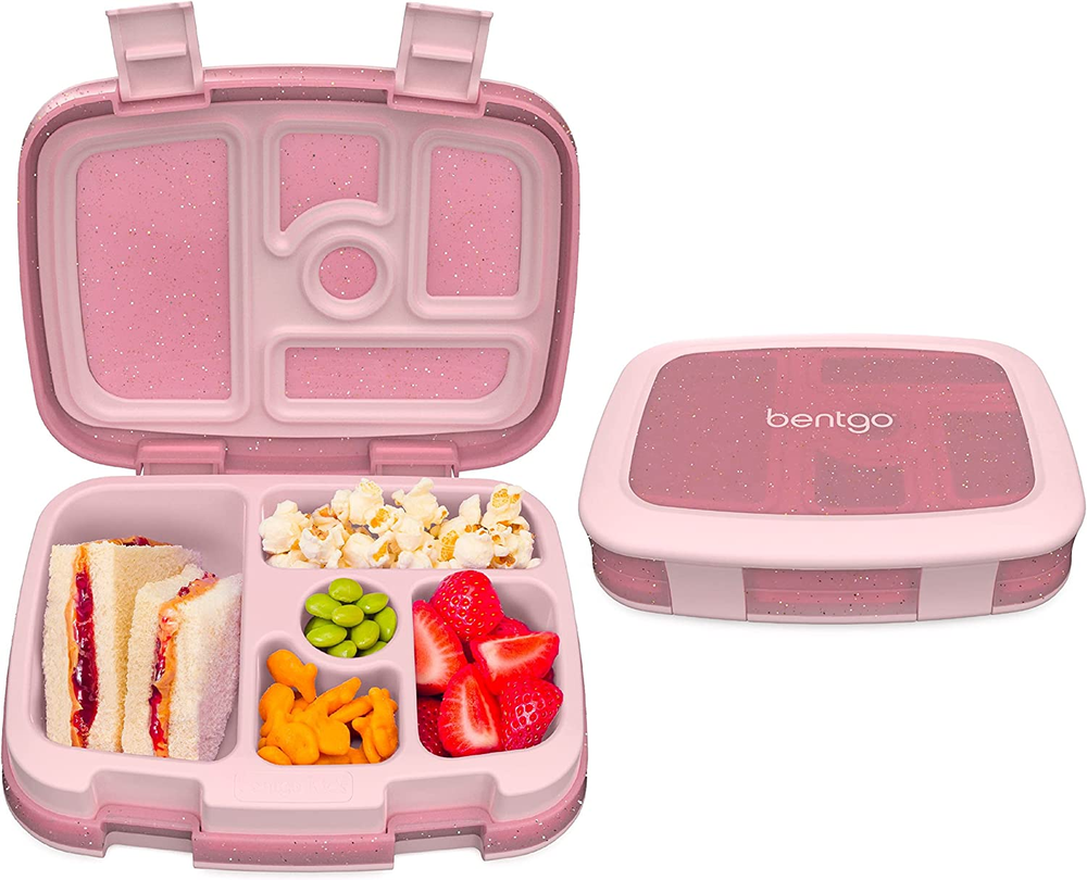 Glitter Lunch Box for Kids Ages 3-7 - 5-Compartment School Lunch Container, Leak-Proof & Stylish