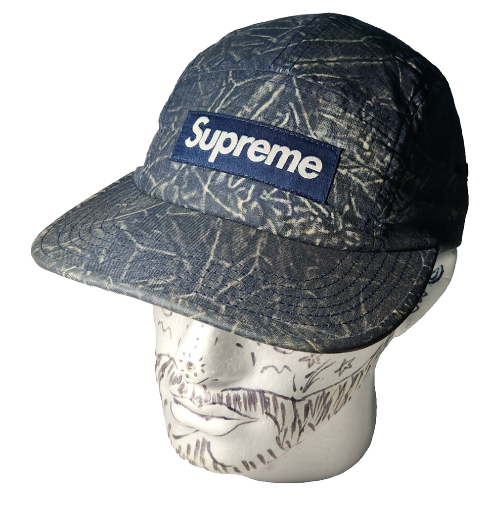 Supreme 5 Panel Acid Wash Camp Cap - Navy