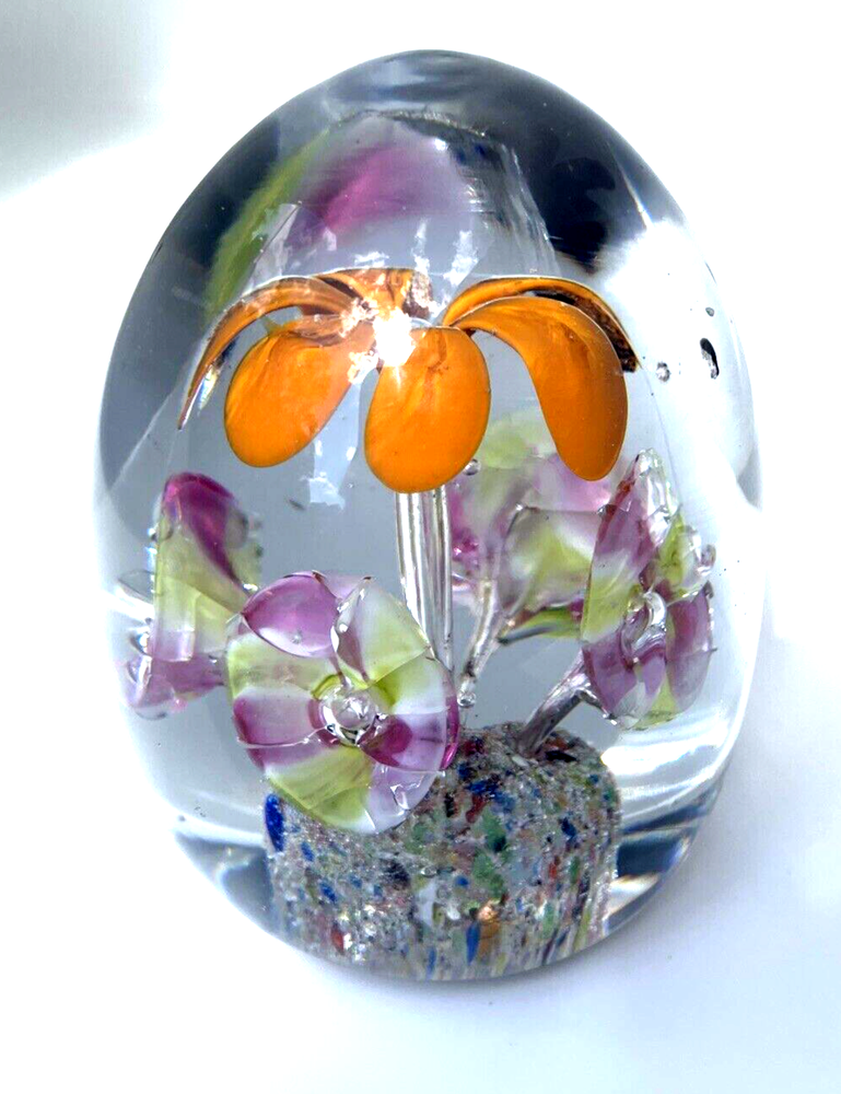 Bohemian Art Glass Ice Pick Trumpet Flower Pot Paperweight Silesia Thuringia