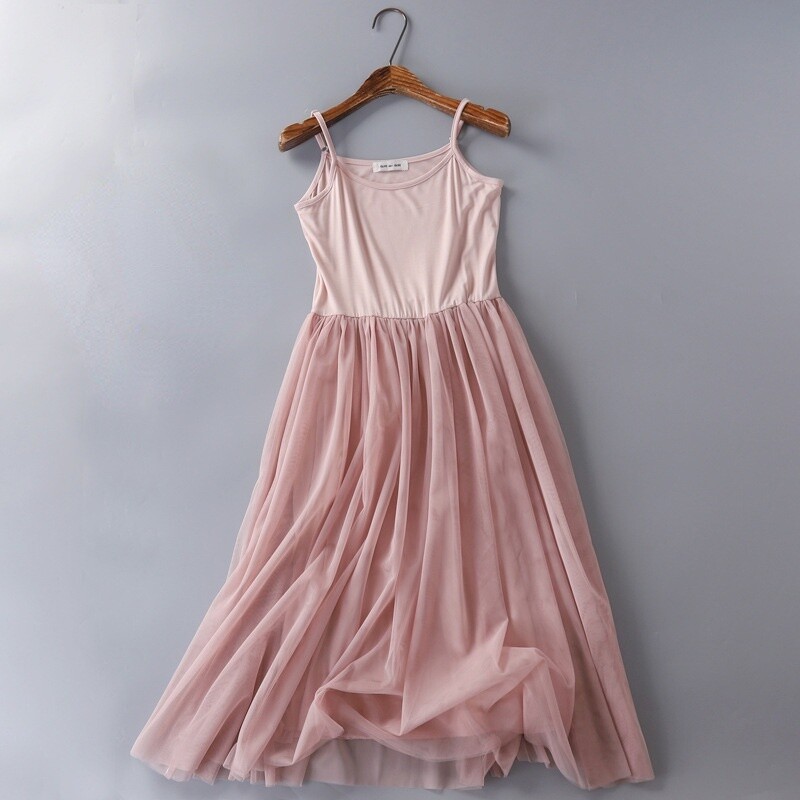 Women Midi Dress Extender Long Tank Mesh Layer Camisole Modal Tutu Tulle