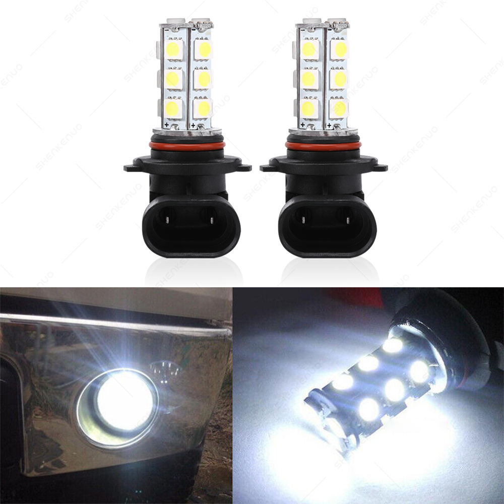2pcs 9050 9005 H10 9140 SMD 18 White LED Fog Light Bulbs 6000K