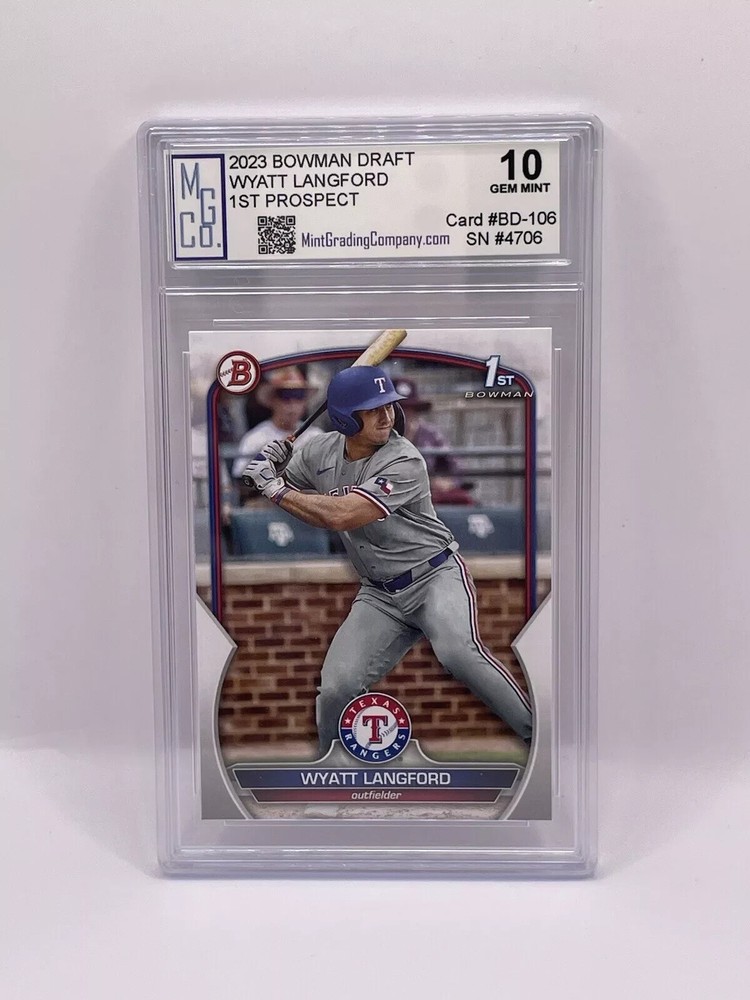 Wyatt Langford 2023 Bowman Draft 1st Prospect Gem Mint №10 Must-Buy Baseball Card