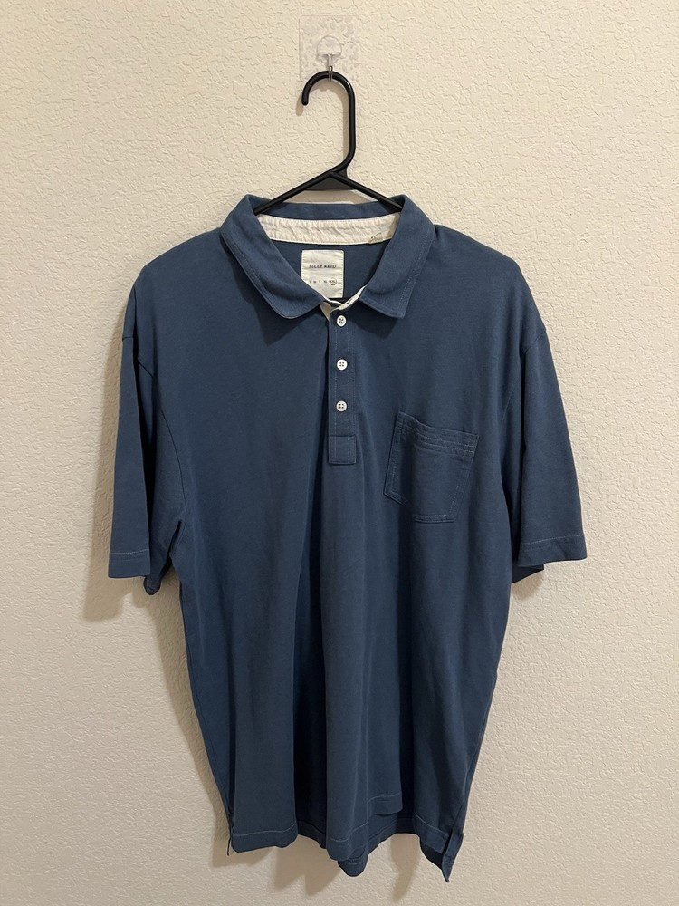 Billy Reid Shirt Men’s XXL Blue Polo Short Sleeve Front Pocket Designer 2XL
