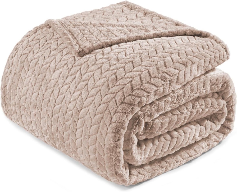 Camel Fleece King Size Blanket 90x104 Inches Soft Cozy 3D Decorative Bed Throw