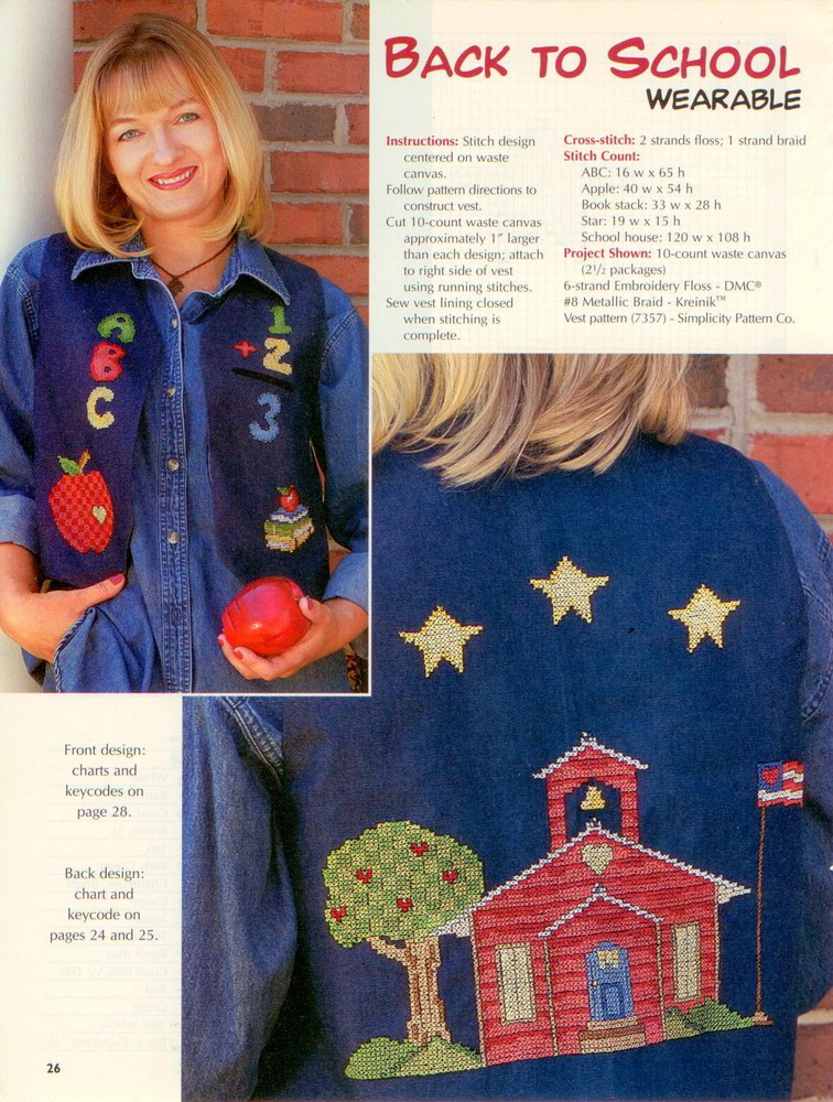 Back to School Wearable Cross Stitch Magazine Pattern - Carla Acosta - Jacket-image