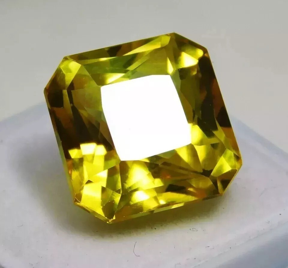 Certified Natural Asscher Cut Yellow Sapphire Loose Gemstone 12-14 Ct
