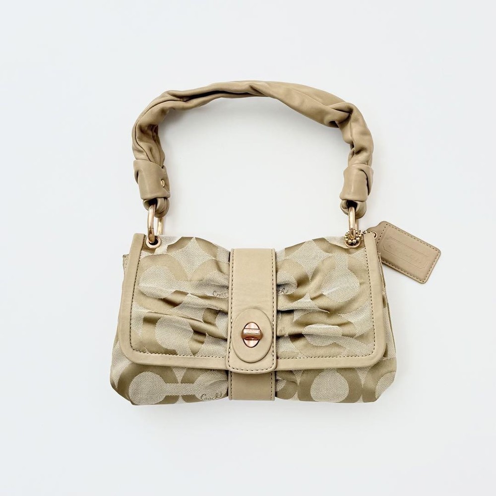Coach Parker Ruched Crossbody Bag in Beige - Like New Condition