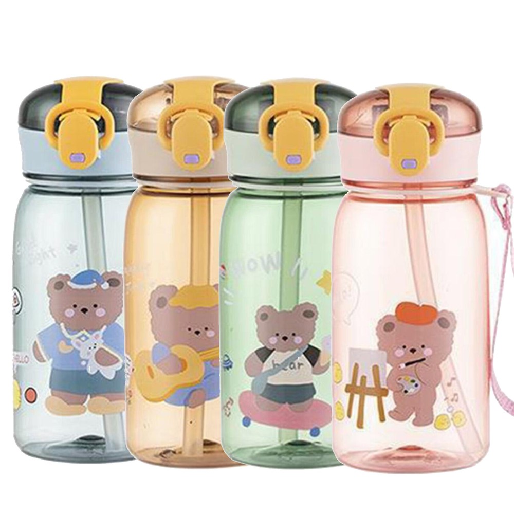 400ml Kids Outdoor Portable Drink Bottle Water Sippy Cup with Straw T7N7
